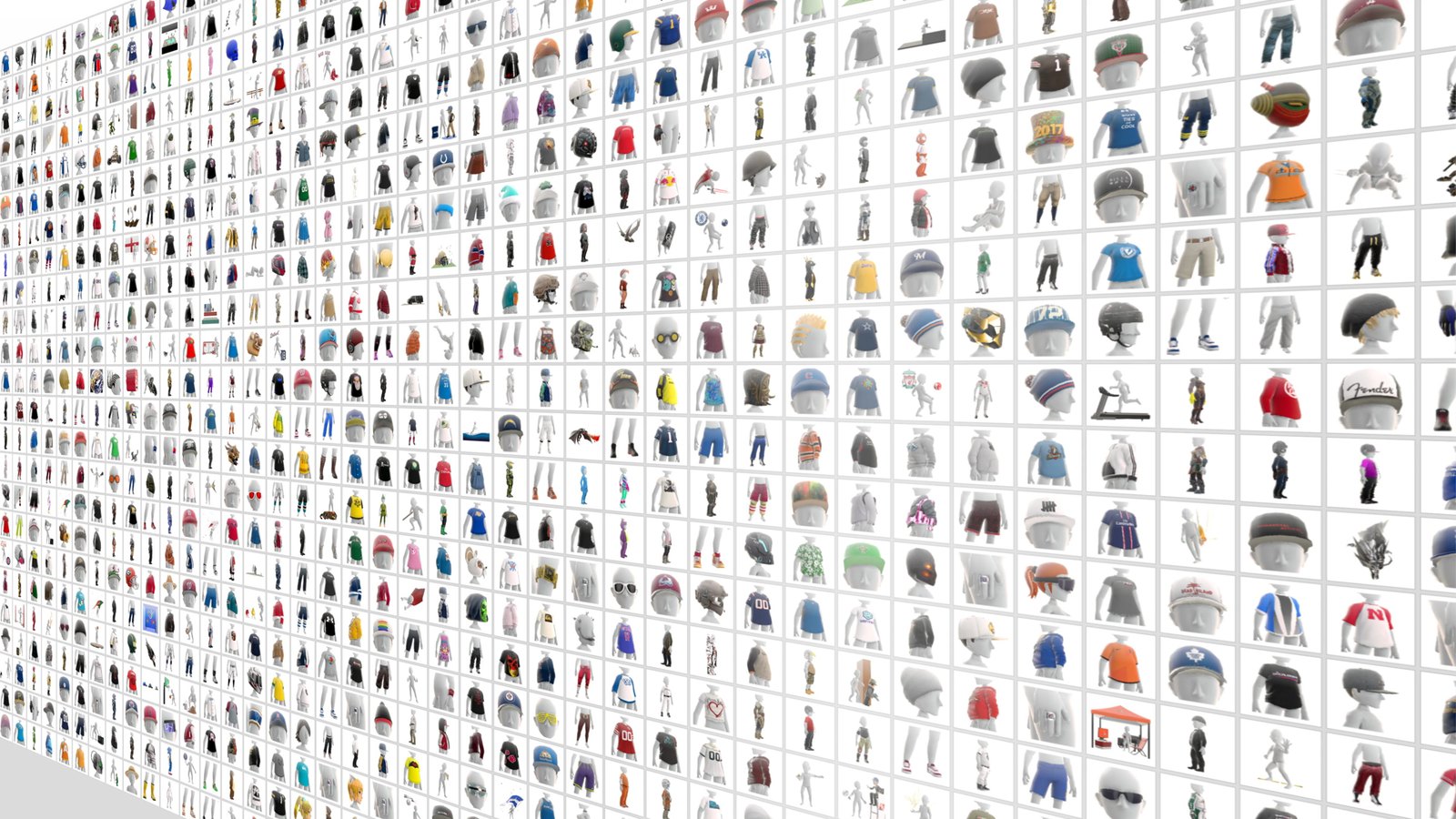 a wall of thousands of avatar item previews