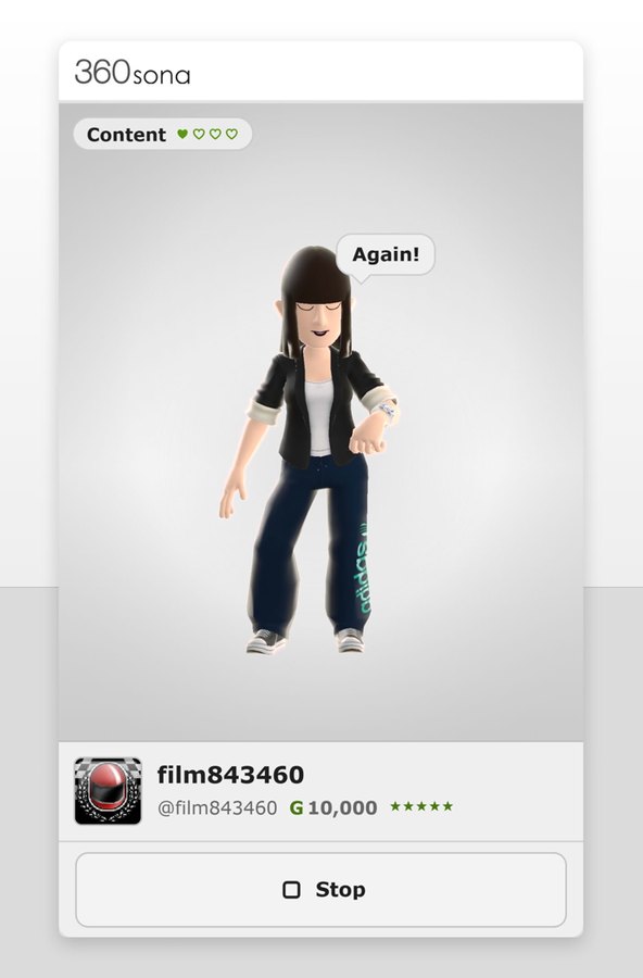 a display case in pet mode, the avatar asking to play again